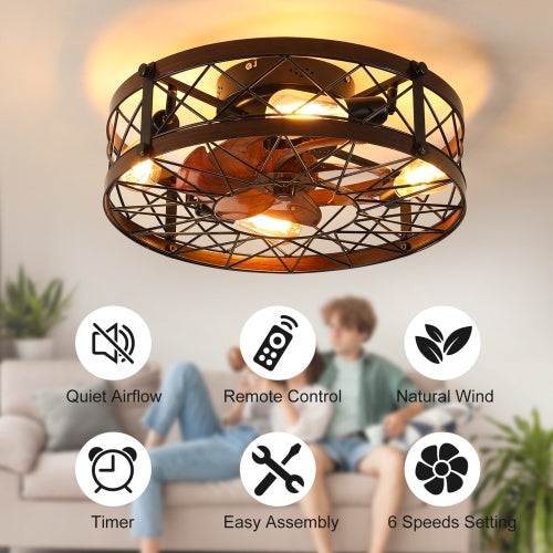 Cage Ceiling Fan With Light