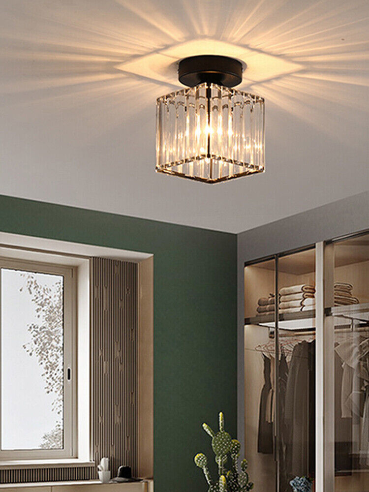 Modern Crystal & Wrought Iron Pendant Chandelier