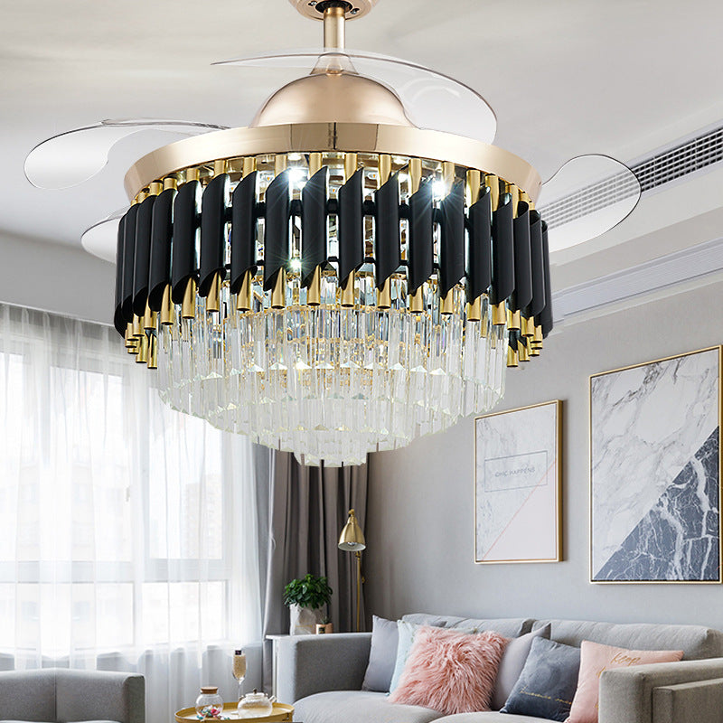 LED Variable-Speed Crystal Fan Chandelier